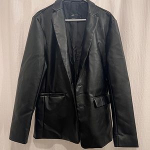 Faux leather blazer